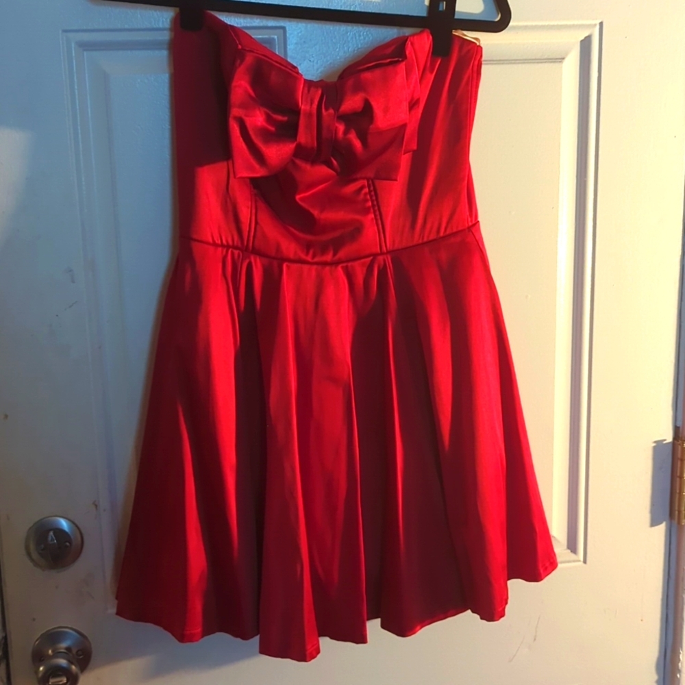 Red dress with a bow